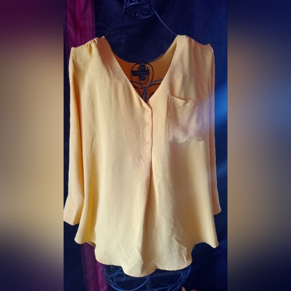 FRED FD DAVID 3/4 sleeve yellow 💛 blouse size XL